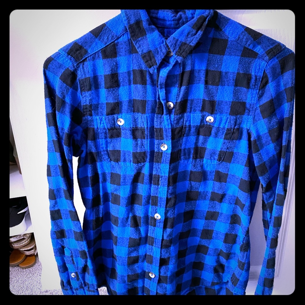 XS Blue Buffalo Plaid Button Down